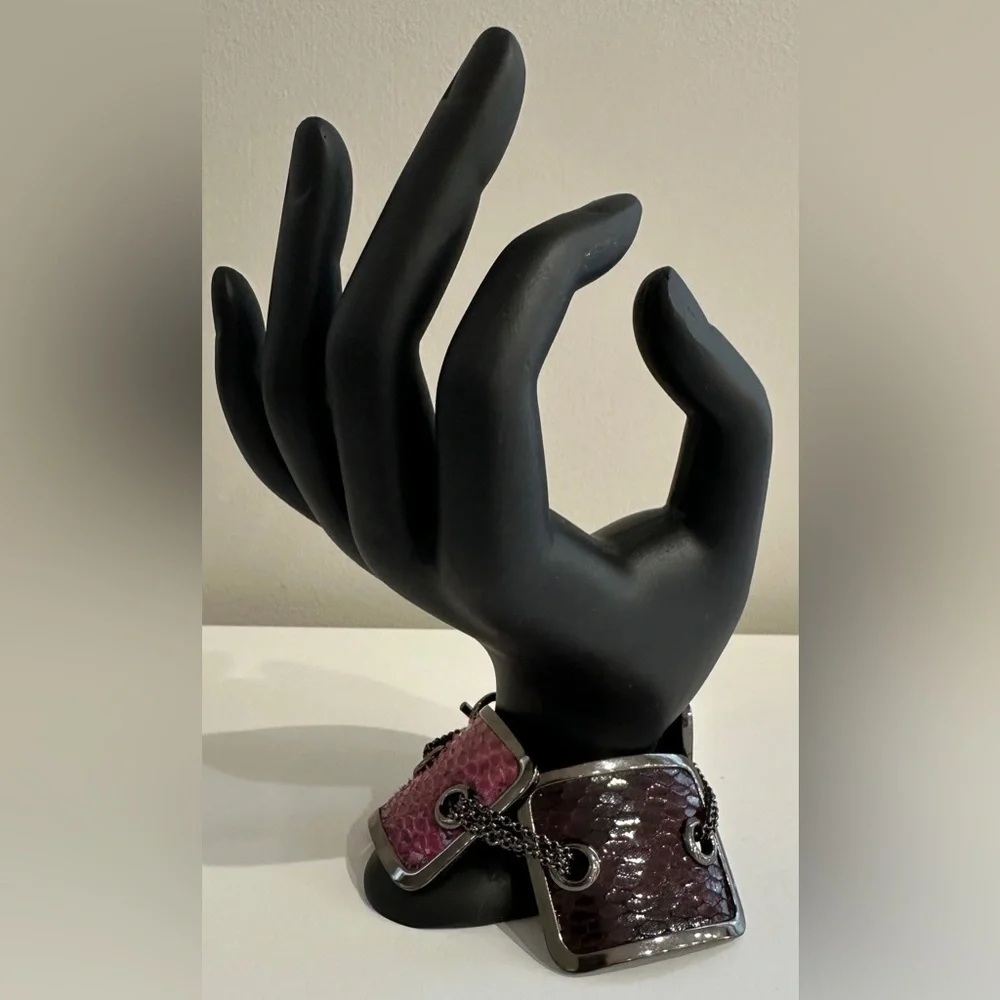 New Nine West Python-Print Chain Bracelet - Wine and Lilac Hues